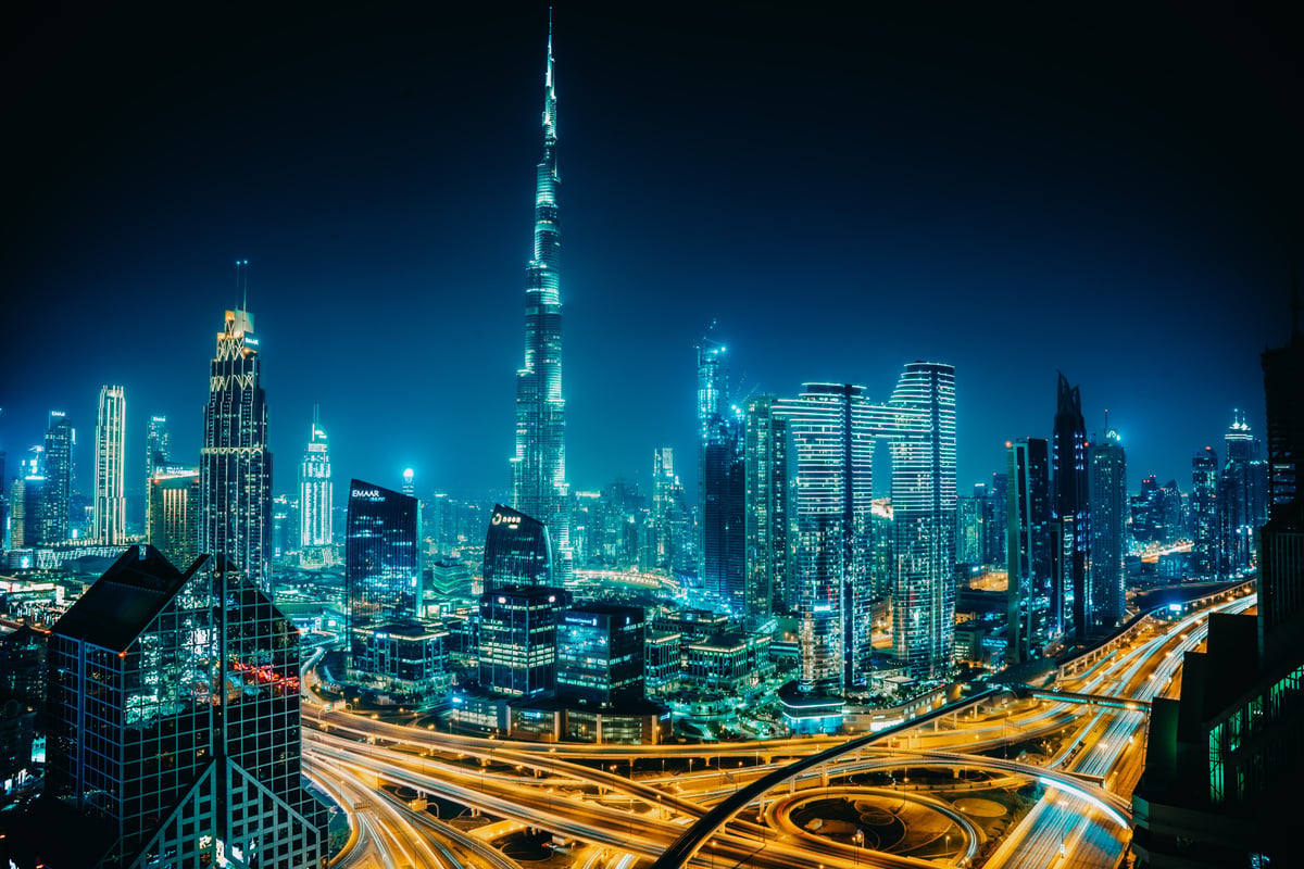 Burj Khalifa and Cityscape at Night