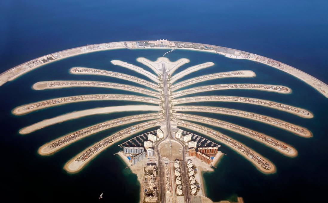 Jumeirah Palm Island  In Dubai top view